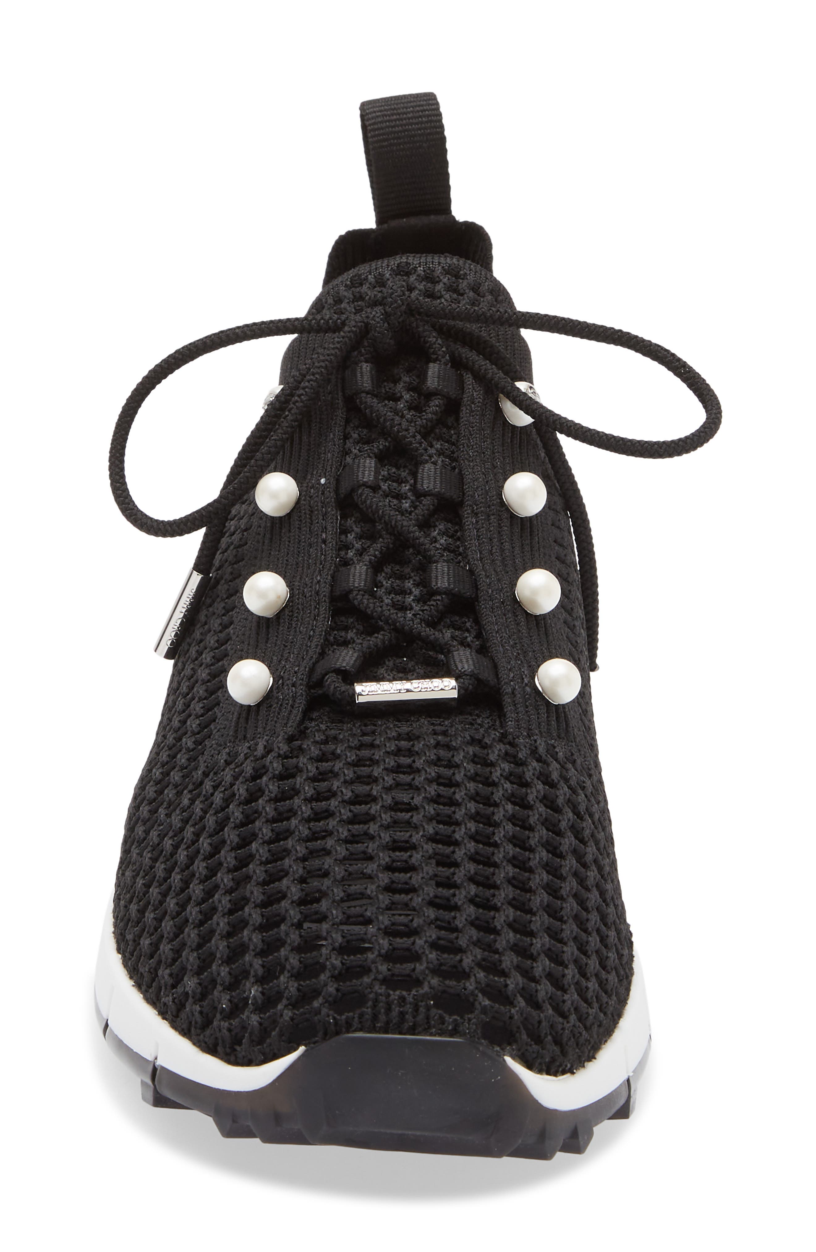 Jimmy Choo Veles Faux Pearl Knit Sneaker, Alternate, color, Black Mix