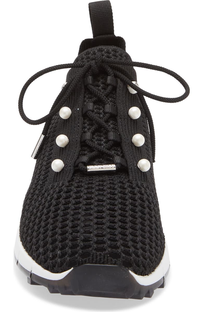Jimmy Choo Veles Faux Pearl Knit Sneaker, Alternate, color, Black Mix