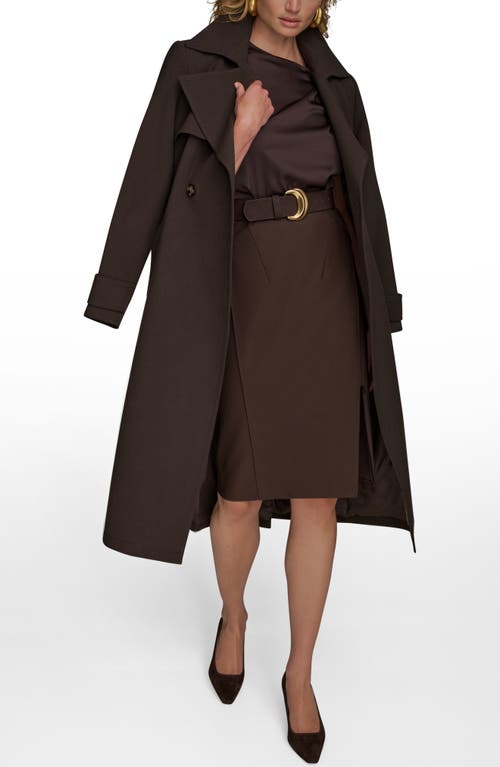 Donna Karan New York Belted Long Raincoat In Brown