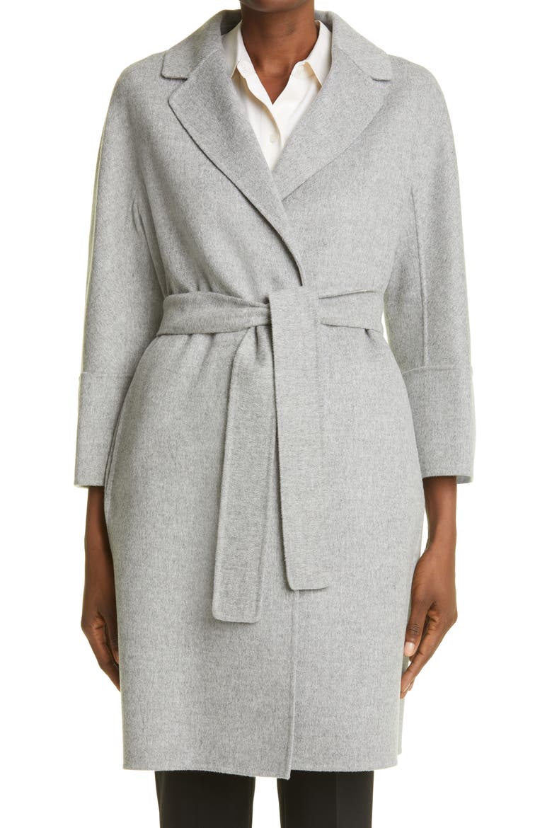 Arona Double Face Wool Wrap Coat, Main, color, LIGHT GREY