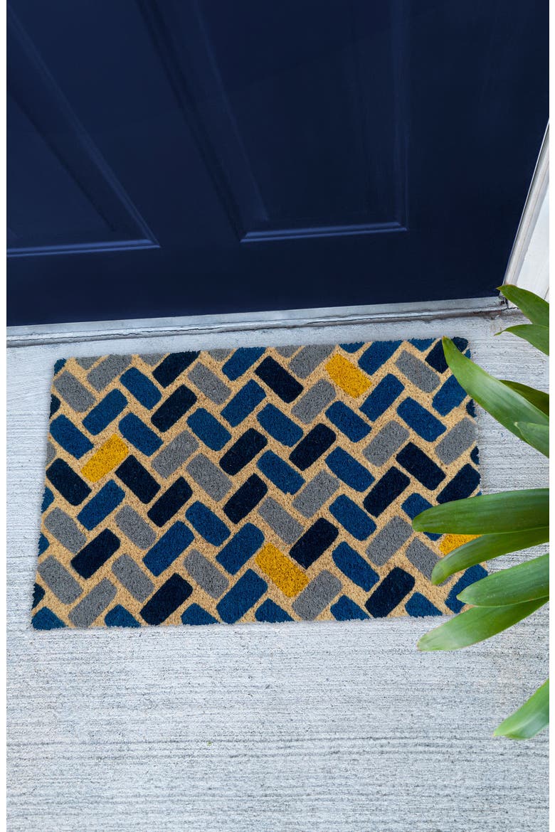 Herringbone Doormat, Alternate, color, BLUE
