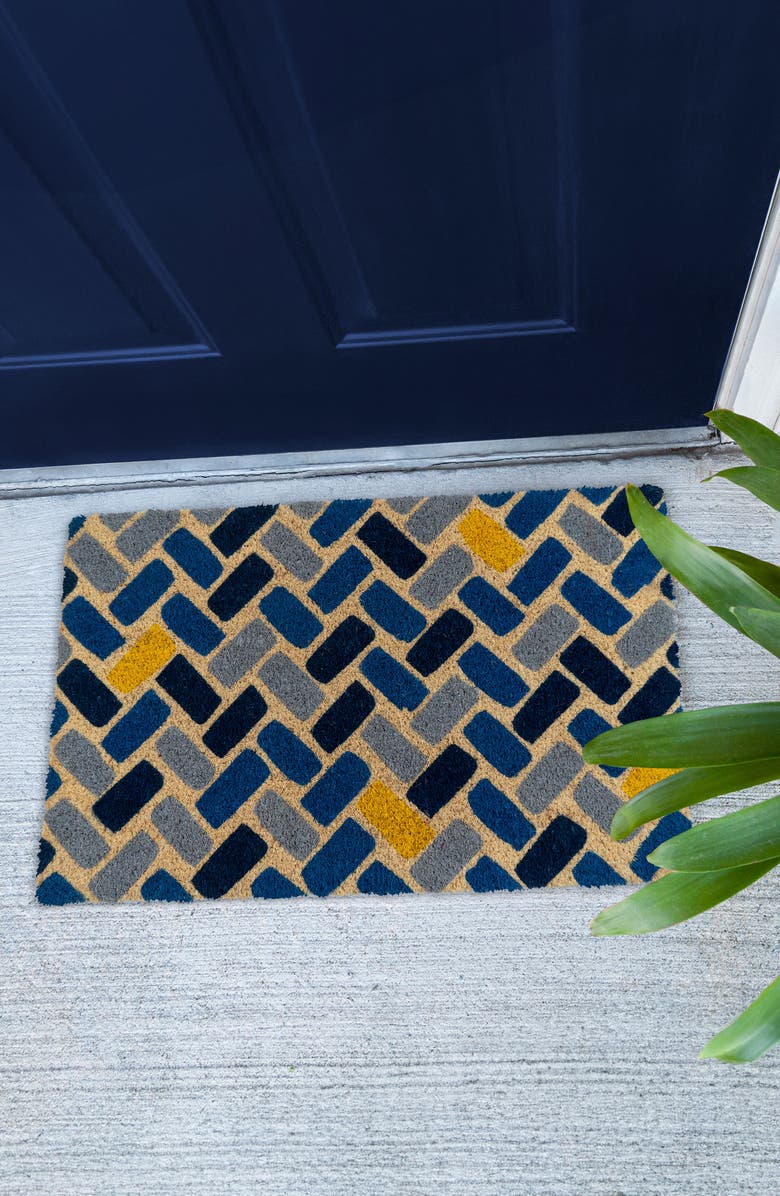 ENTRYWAYS Herringbone Doormat, Alternate, color, Blue