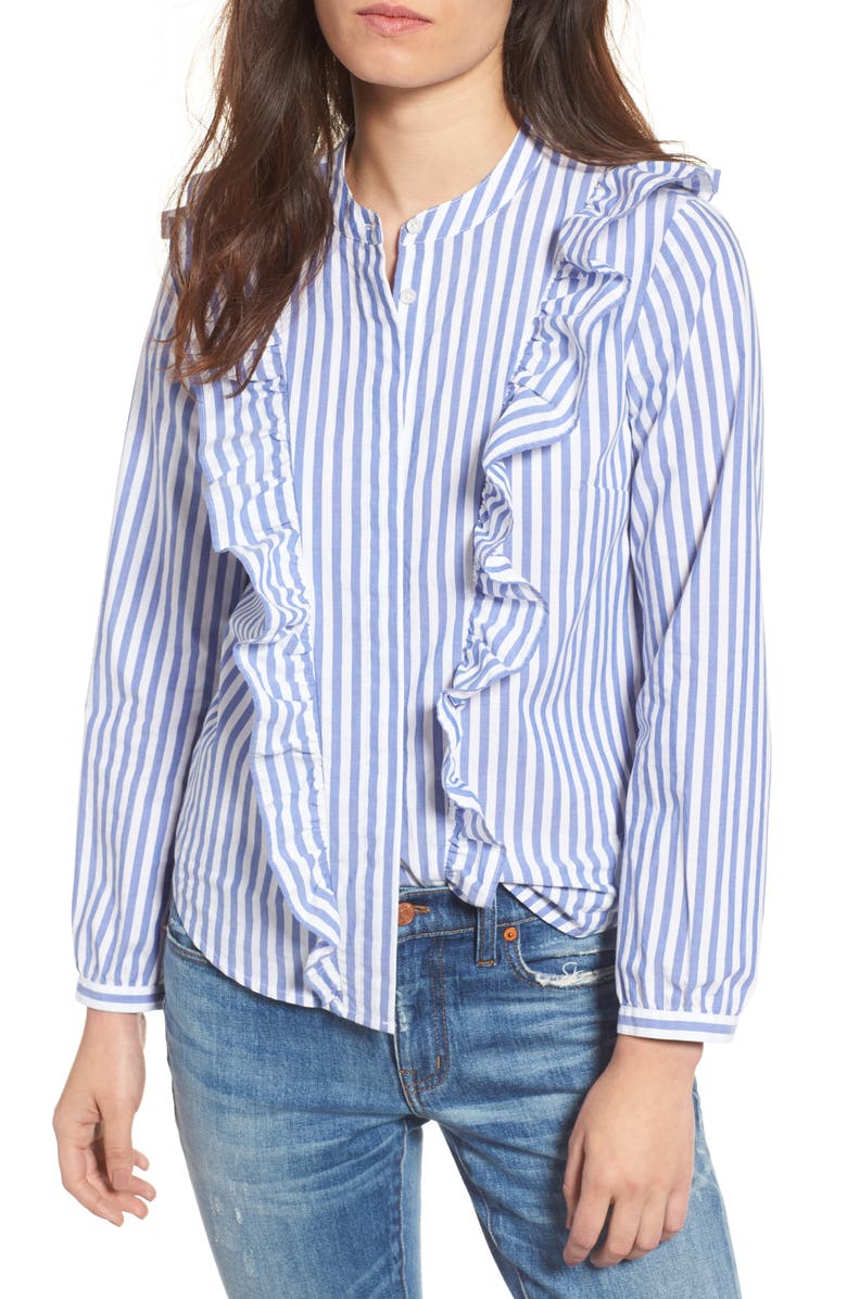 Madewell Whitney Stripe Ruffle Blouse, Main, color,