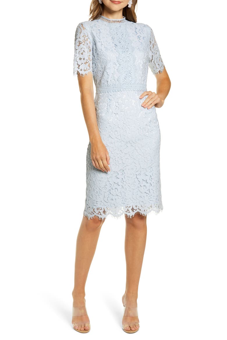 Lace Sheath Dress, Main, color, BLUE AIR