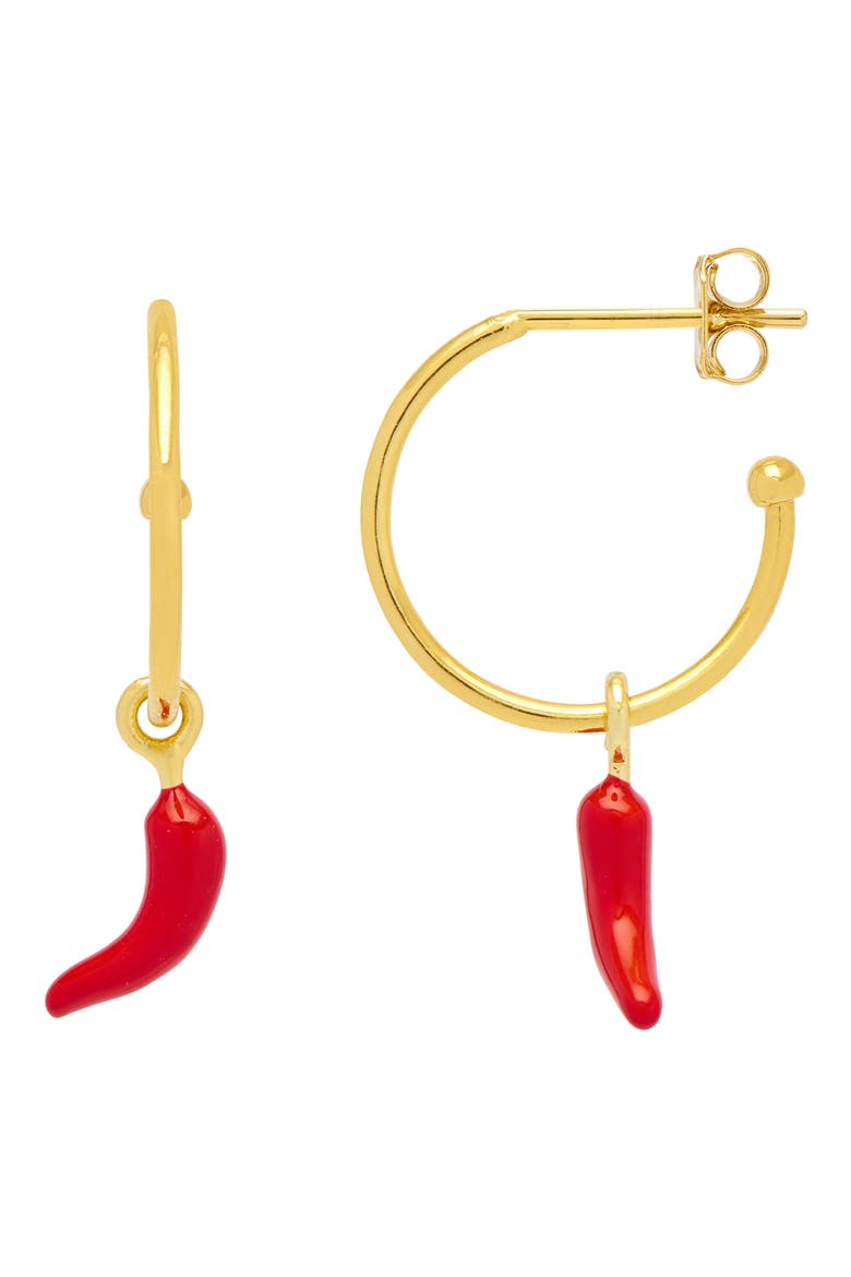Chili Hoop Earrings, Main, color, GOLD
