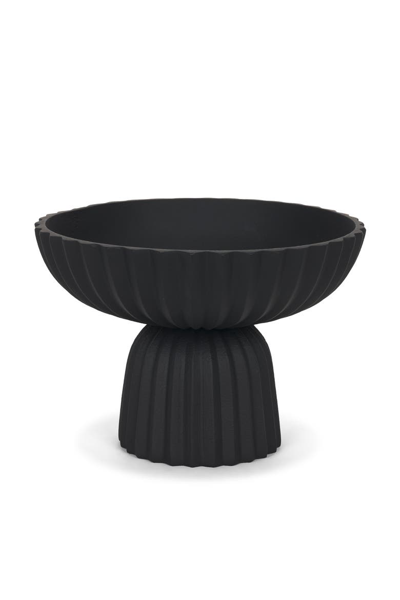 Ciaran Fluted Textured Metal Decorative Bowl, Main, color, Black