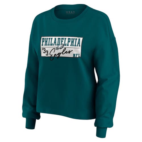 Wear By Erin Andrews Midnight Green Philadelphia Eagles Heavy Rugby Jersey Long Sleeve T-shirt & Sho In Green