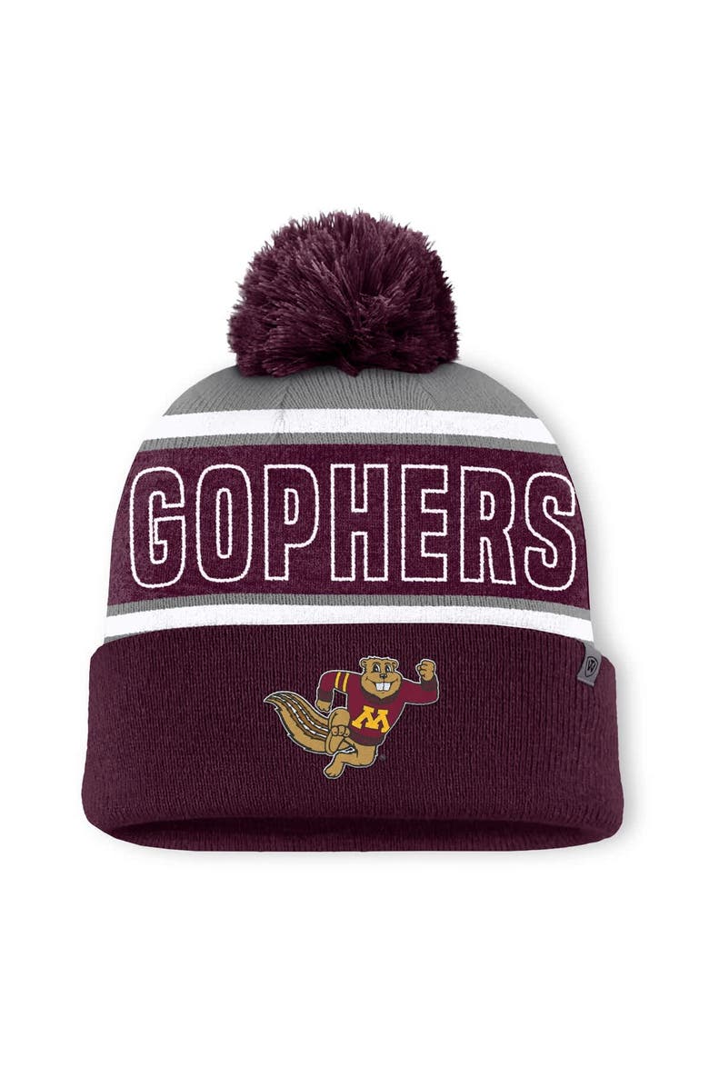 TOP OF THE WORLD Men's Top of the World Maroon Minnesota Golden Gophers Two-Tone Cuffed Knit Hat with Pom, Alternate, color, 