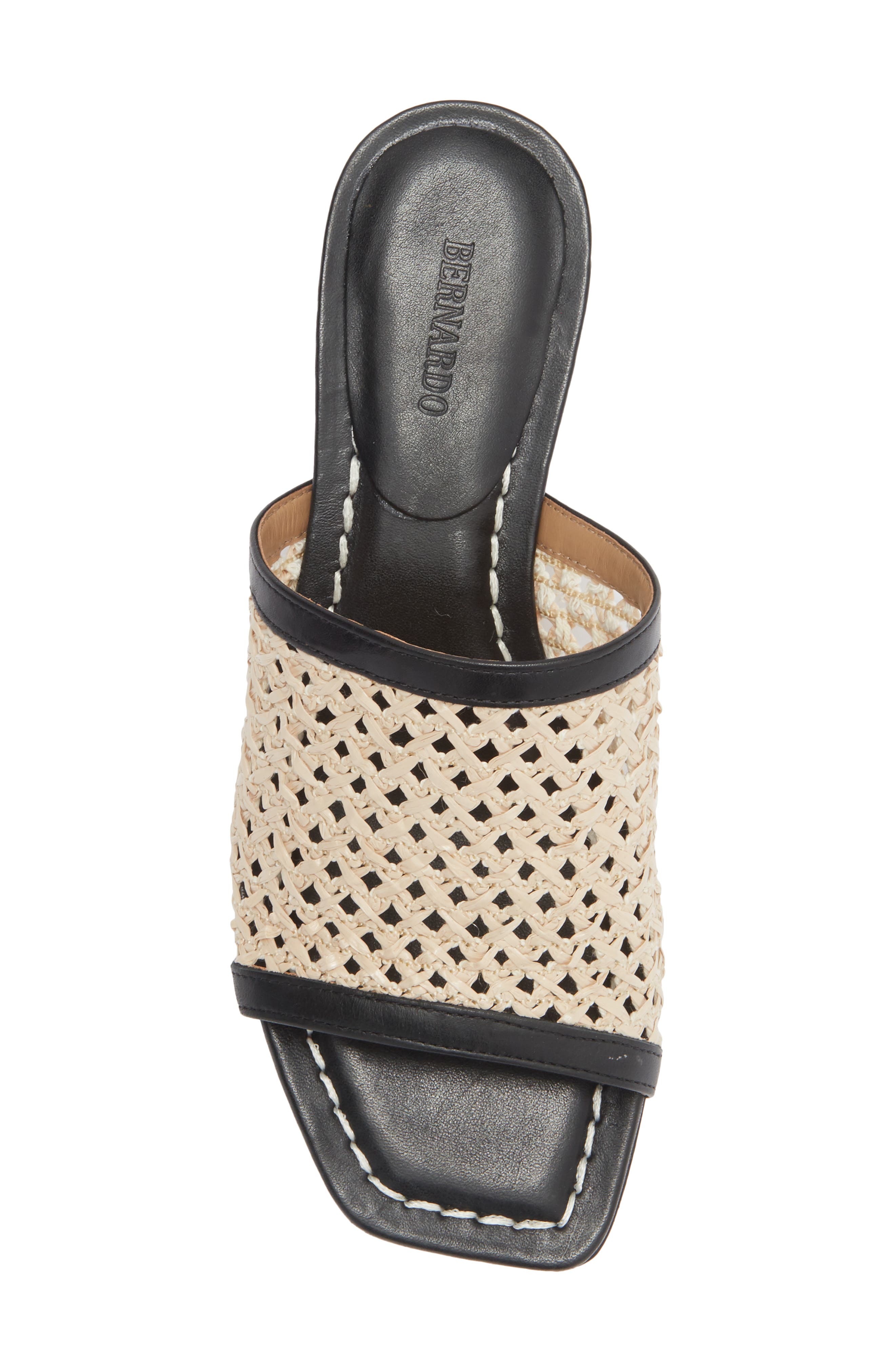 Bernardo Jenne Low Block Heel Sandal, Alternate, color, Black/ Antique/ Raffia