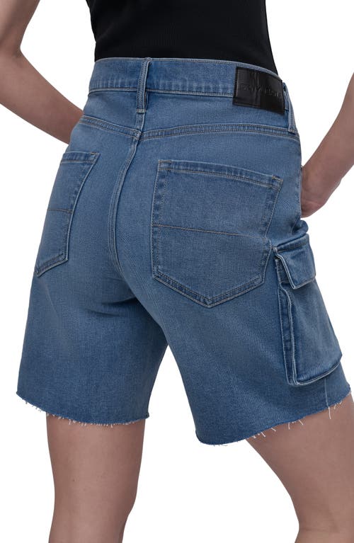 Dkny Jeans High Waist Utility Denim Shorts In Blue