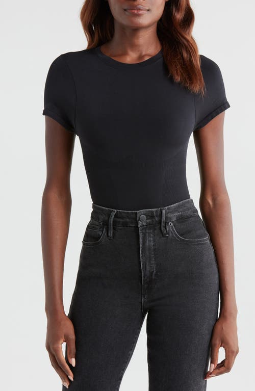 Pinsy Butter Sculpt Short Sleeve Bodysuit In Black