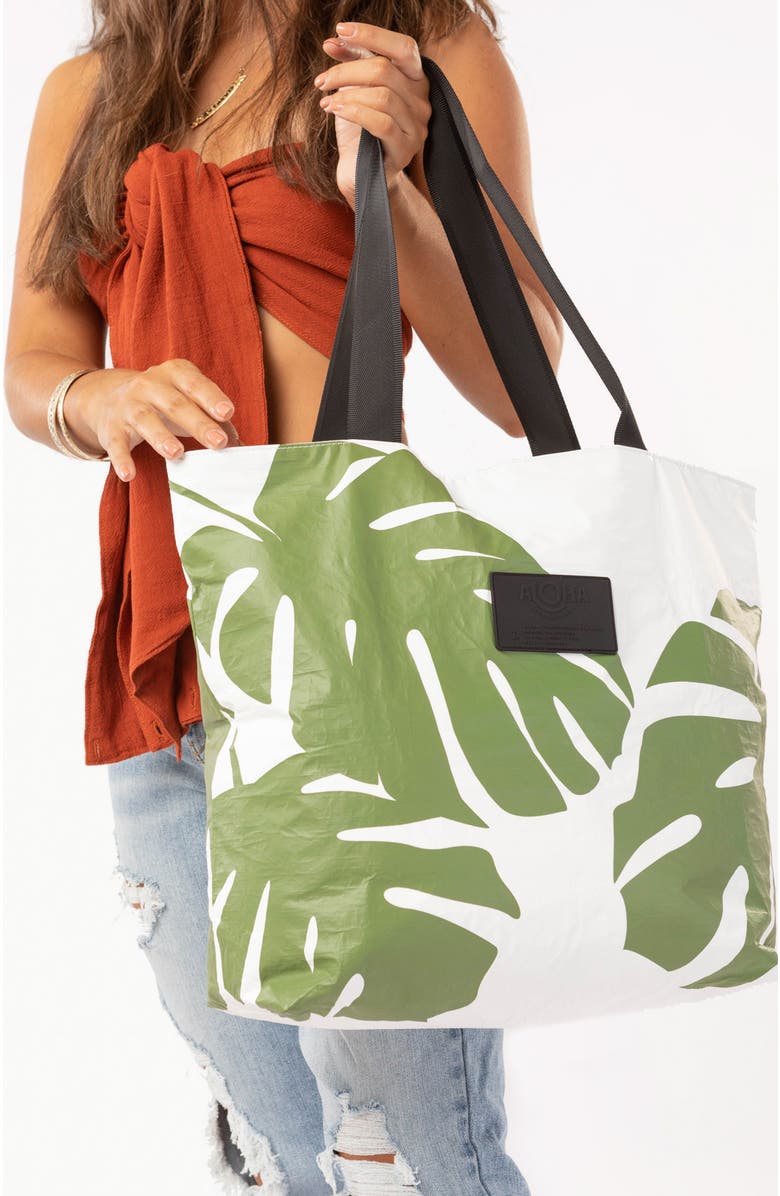 Aloha Collection Day Tripper Monstera Water Resistant Tyvek<sup>®</sup> Tote, Alternate, color, Seaweed