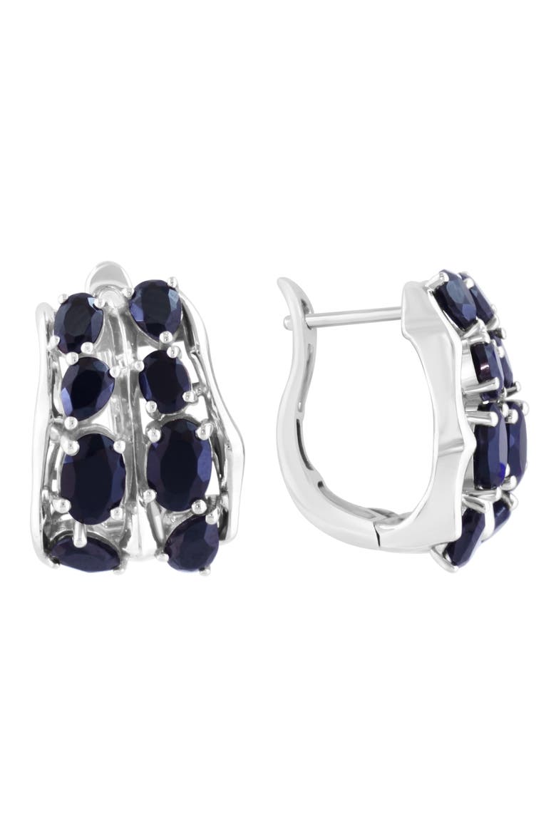 Onyx Hoop Earrings, Main, color, BLACK