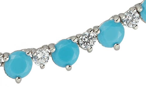 Chloe & Madison Chloe And Madison Cubic Zirconia & Synthetic Turquoise Tennis Necklace In Silver