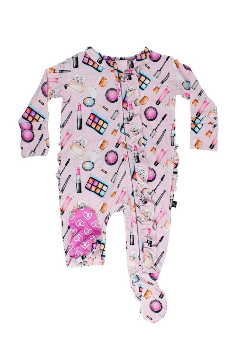 Lev Baby Makeup Print Convertible Romper, Alternate, color, Pink