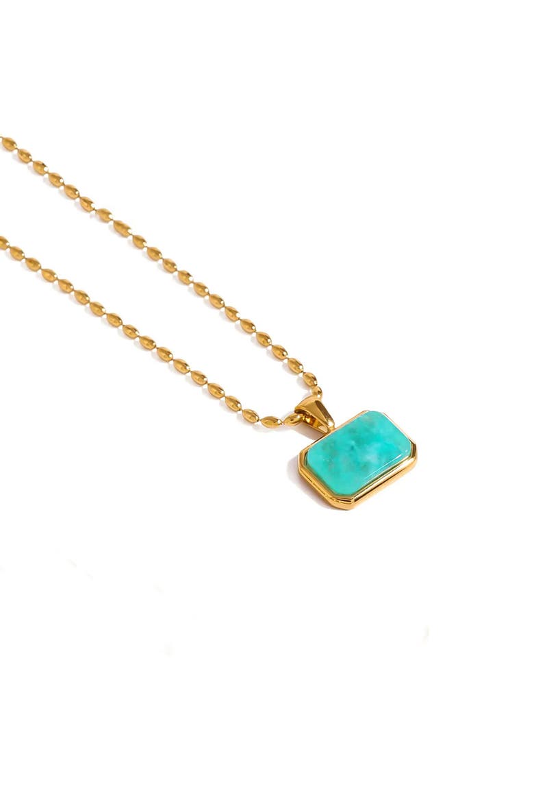 Amazonite Gemstone Necklace Gold Layering Pendant, Main, color, Green
