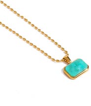 Outofoffice Amazonite Gemstone Necklace Gold Layering Pendant