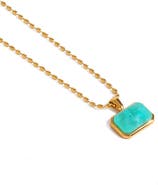Outofoffice Amazonite Gemstone Necklace Gold Layering Pendant