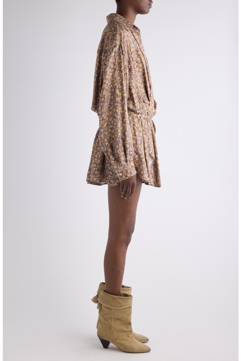 Harmony Floral Long Sleeve Minidress, Alternate, color, OCHRE