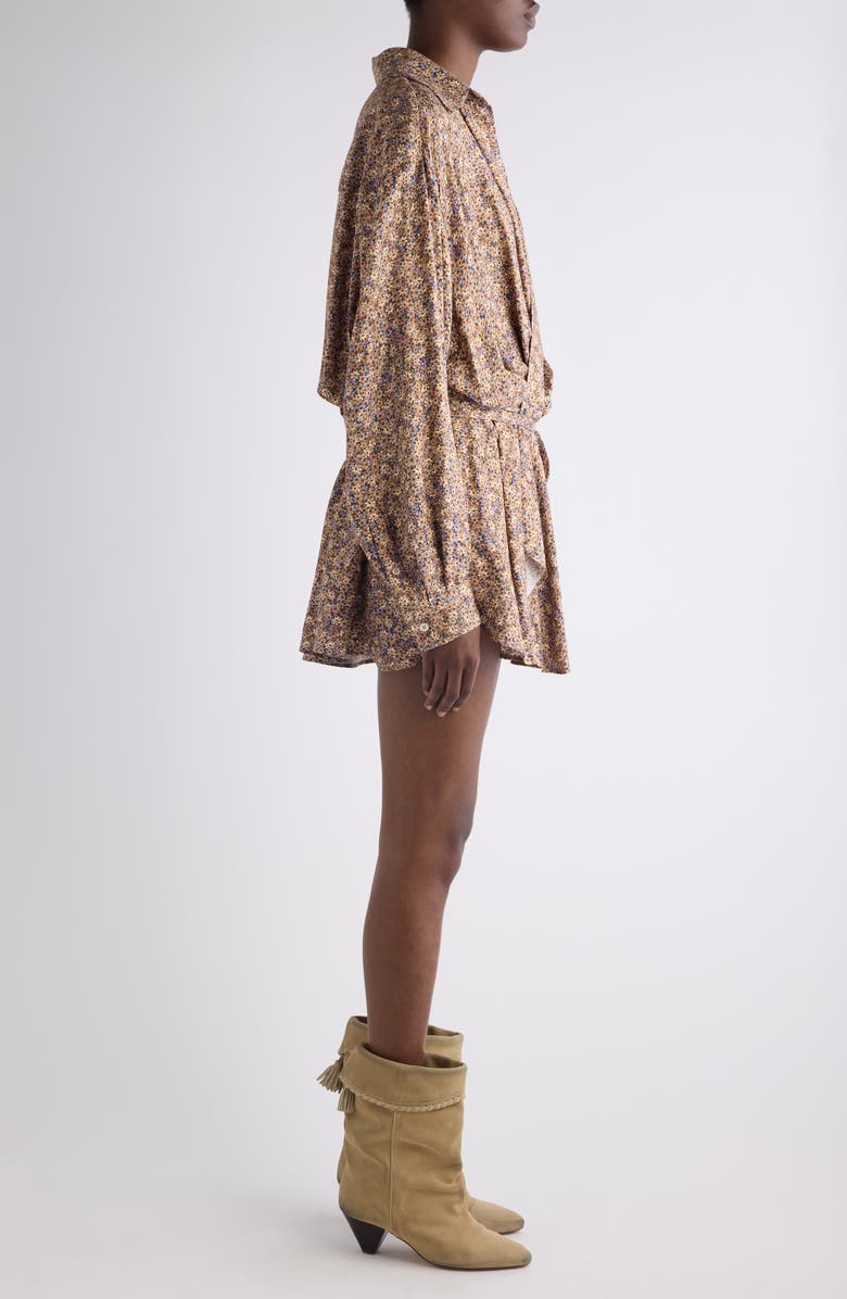 Isabel Marant Harmony Floral Long Sleeve Minidress, Alternate, color, Ochre