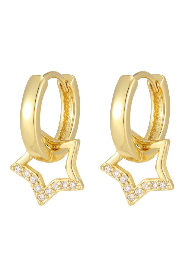 Detachable Cubic Zirconia Star Huggie Hoop Earrings, Main, color, GOLD