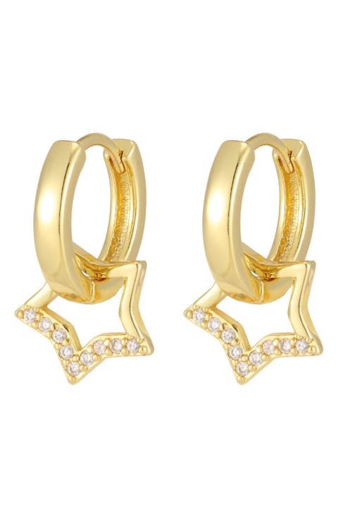 Detachable Cubic Zirconia Star Huggie Hoop Earrings