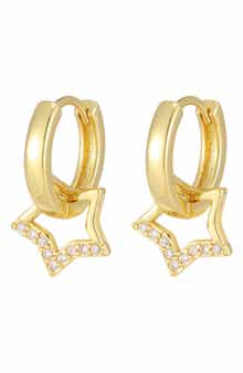 Detachable Cubic Zirconia Star Huggie Hoop Earrings
