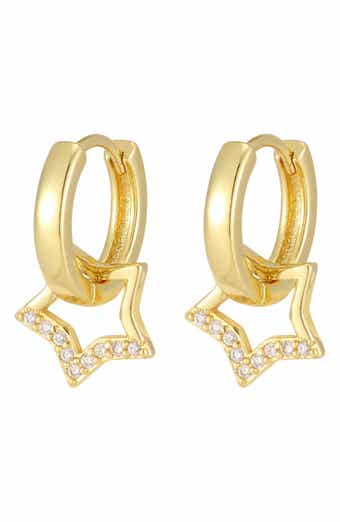 Detachable Cubic Zirconia Star Huggie Hoop Earrings
