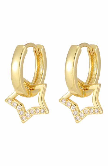 Detachable Cubic Zirconia Star Huggie Hoop Earrings