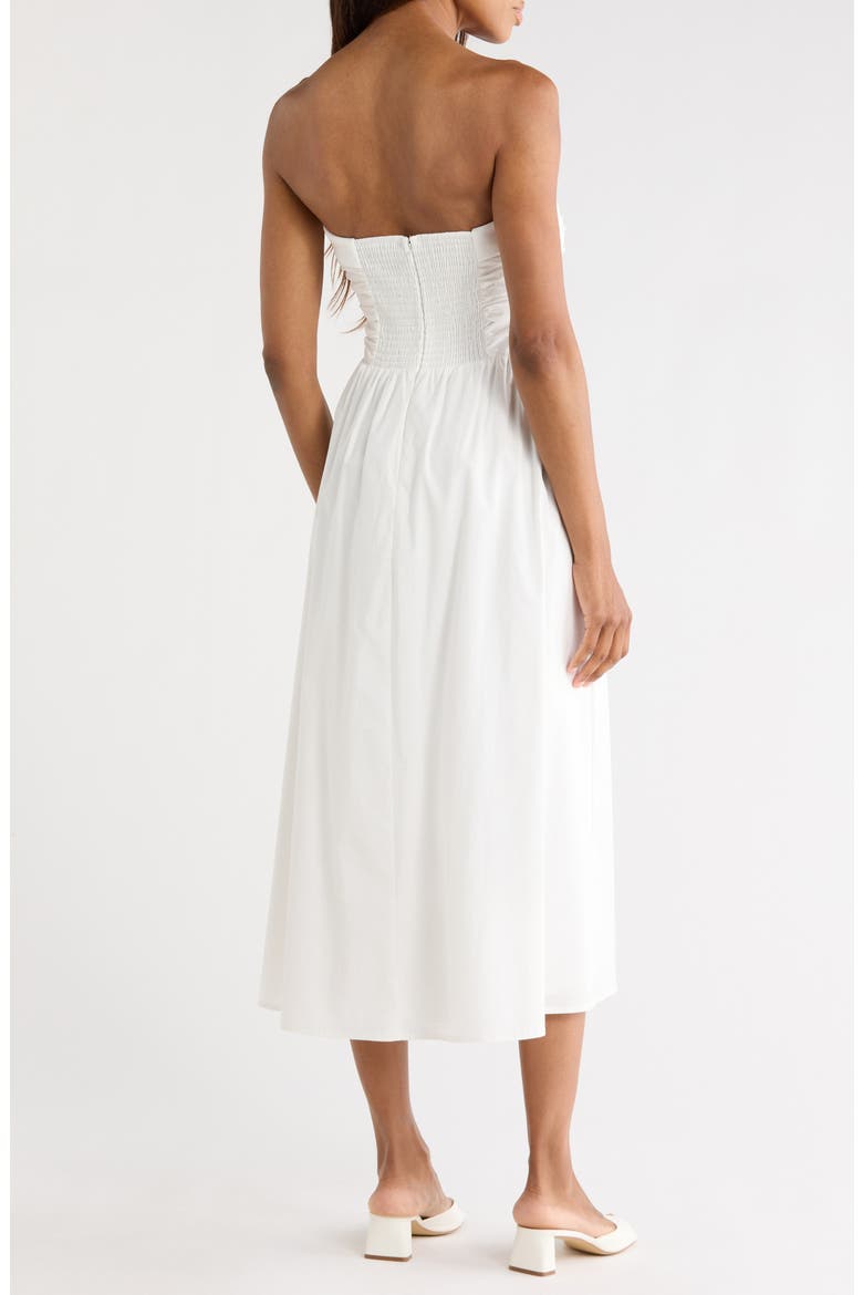 Ruched Strapless Midi Dress, Alternate, color, IVORY