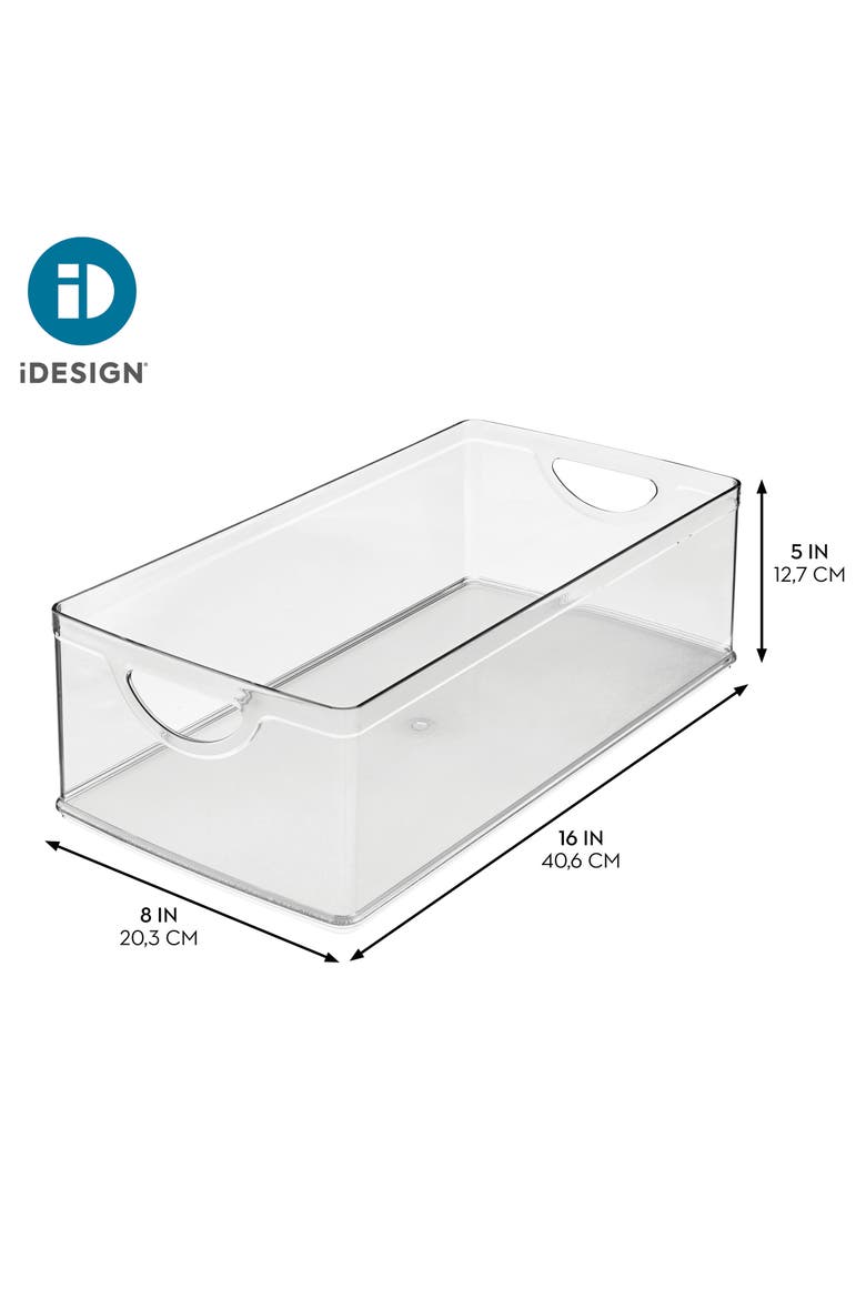 Plastic Kitchen Cabinet Storage Bins - Organizer Bins with Handles - Set of 4 - Clear, Alternate, color, Clear