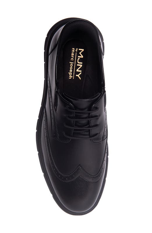Marc Joseph New York Hill Street Hands Free Technology Leather Wingtip Casual Oxford, Alternate, color, Black Napa Leather/Black
