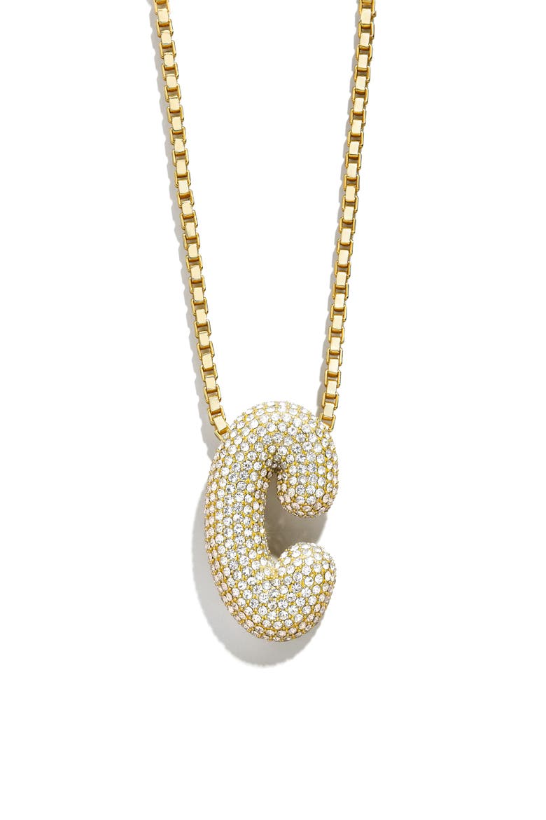 Bubble Initial Pendant Necklace, Main, color, CLEAR C