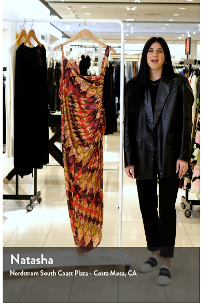 Elliana Print One-Shoulder Silk Maxi Dress video
