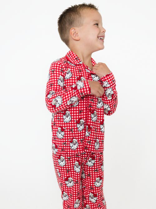Rufflebutts Gender Inclusive Button Up Pajama Set In Red