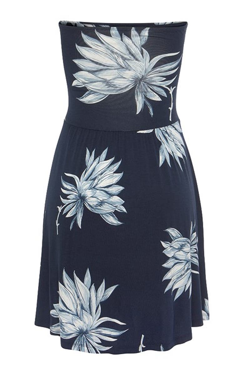 LASCANA Women's Strapless Ruched Dress, Alternate, color, Dark Blue Multi