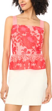 Vince Camuto Floral Cotton Peplum Top