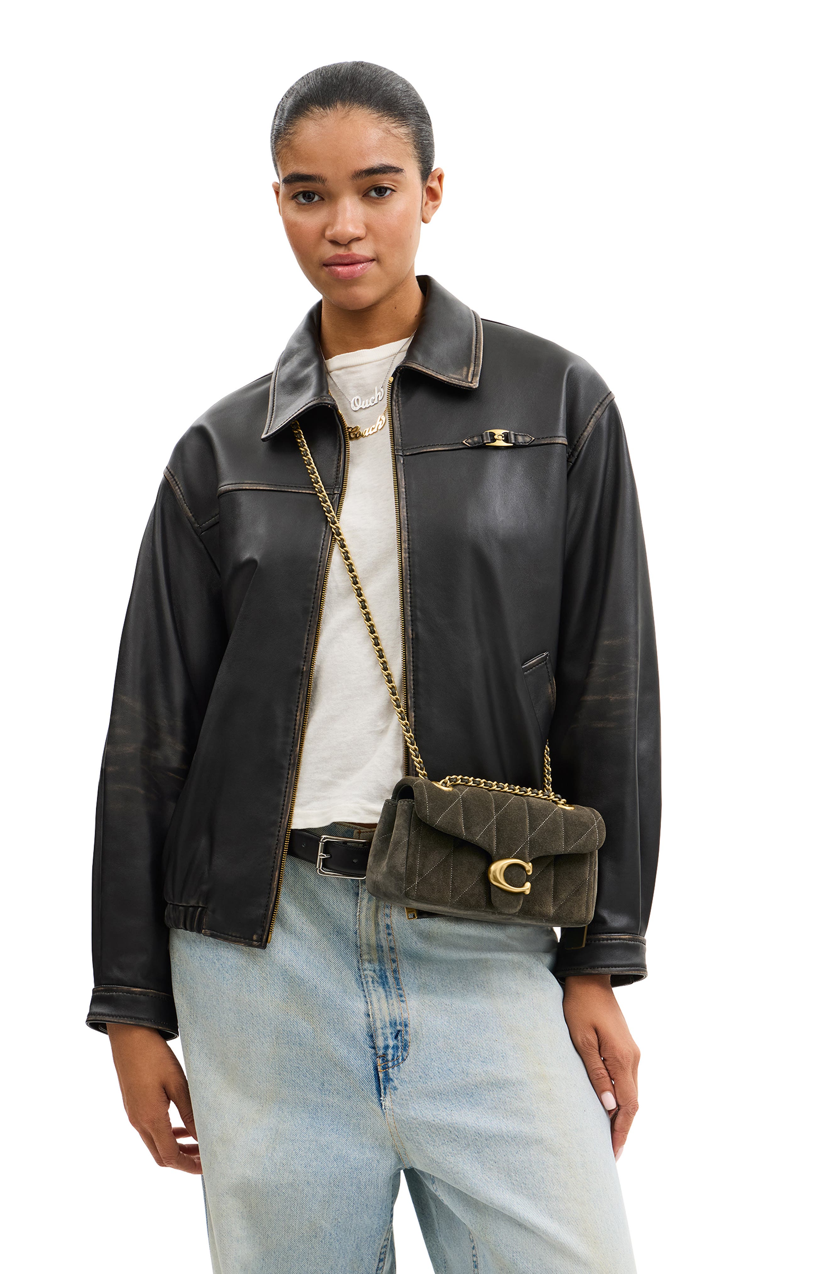 COACH Tabby 20 Quilted Suede Convertible Shoulder Bag, Alternate, color, B4/ Olive