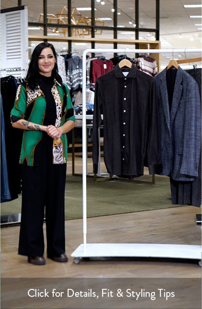 Contemporary Fit Brown Mélange Merino Wool Dress Shirt, sales video thumbnail