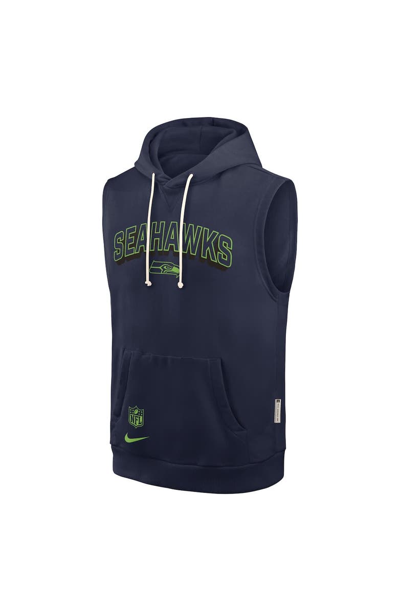 Nike Men's Nike College Navy Seattle Seahawks Sideline Performance Sleeveless Pullover Hoodie, Alternate, color, 