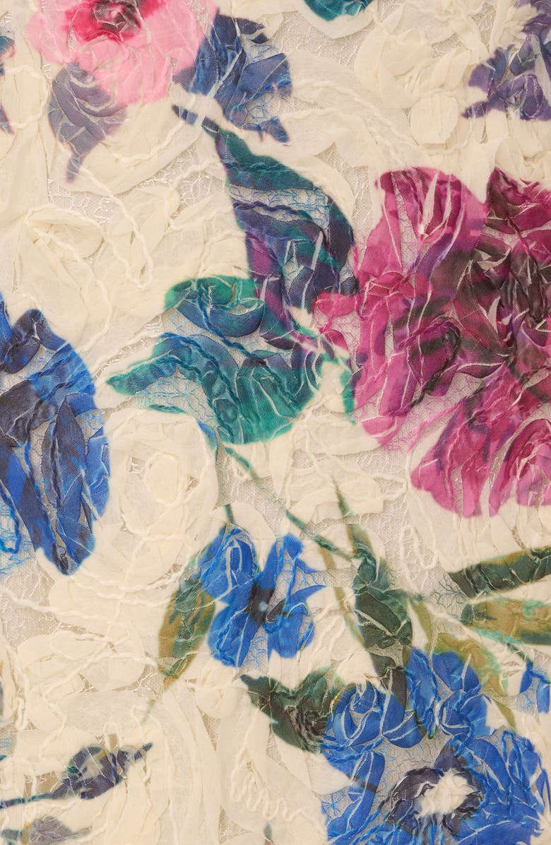 Adrianna Papell Floral Soutache Lace One-Shoulder Fit & Flare Midi Dress, Alternate, color, Alabaster Multi