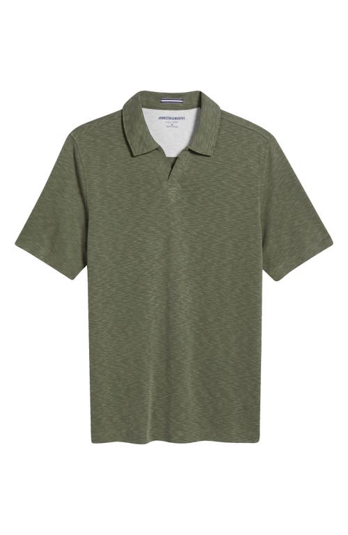 Johnston & Murphy Vintage Slub Modal Blend Johnny Collar Polo In Olive