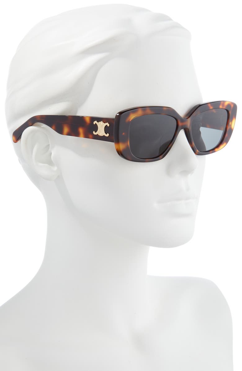 CELINE Triomphe 55mm Rectangular Sunglasses, Alternate, color, Blonde Havana / Smoke