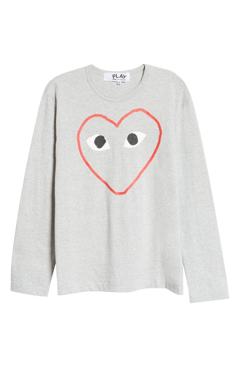 Comme des Garçons PLAY Outline Heart Graphic Tee, Alternate, color, Grey 1
