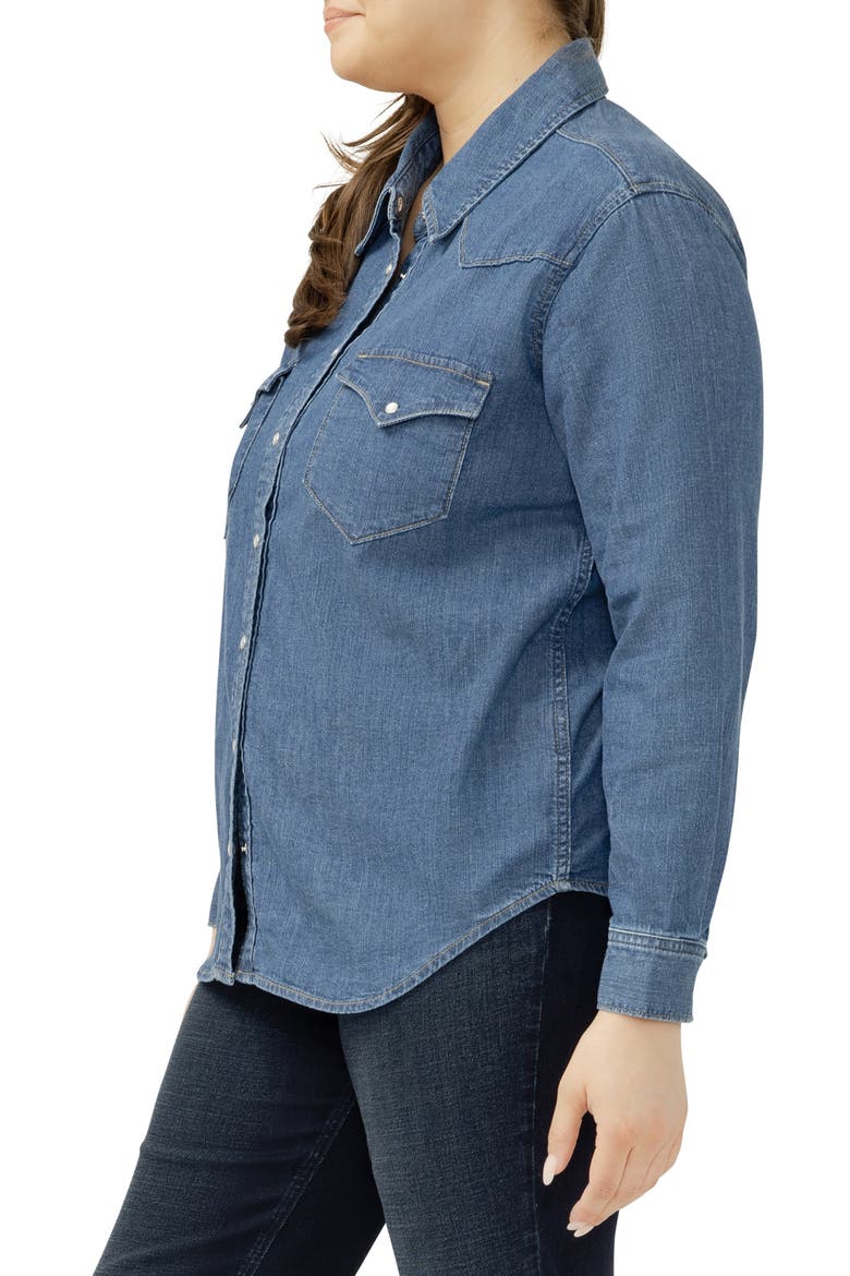 Cotton Blend Denim Snap-Up Western Shirt, Alternate, color, CANARY