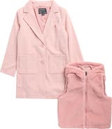 Rothschild Kids' Plaid Jacket & Faux Fur Vest Set