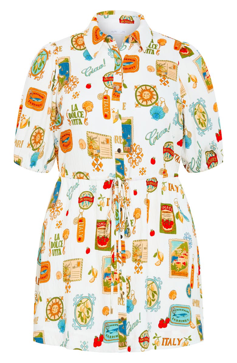City Chic Sao Paulo Amore Print Shirtdress, Alternate, color, 