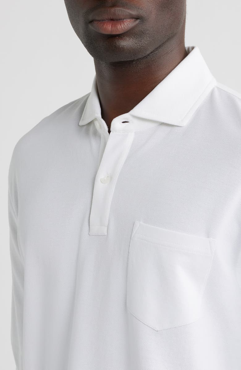 Peter Millar Everyday Piqué Long Sleeve Pocket Polo, Alternate, color, White