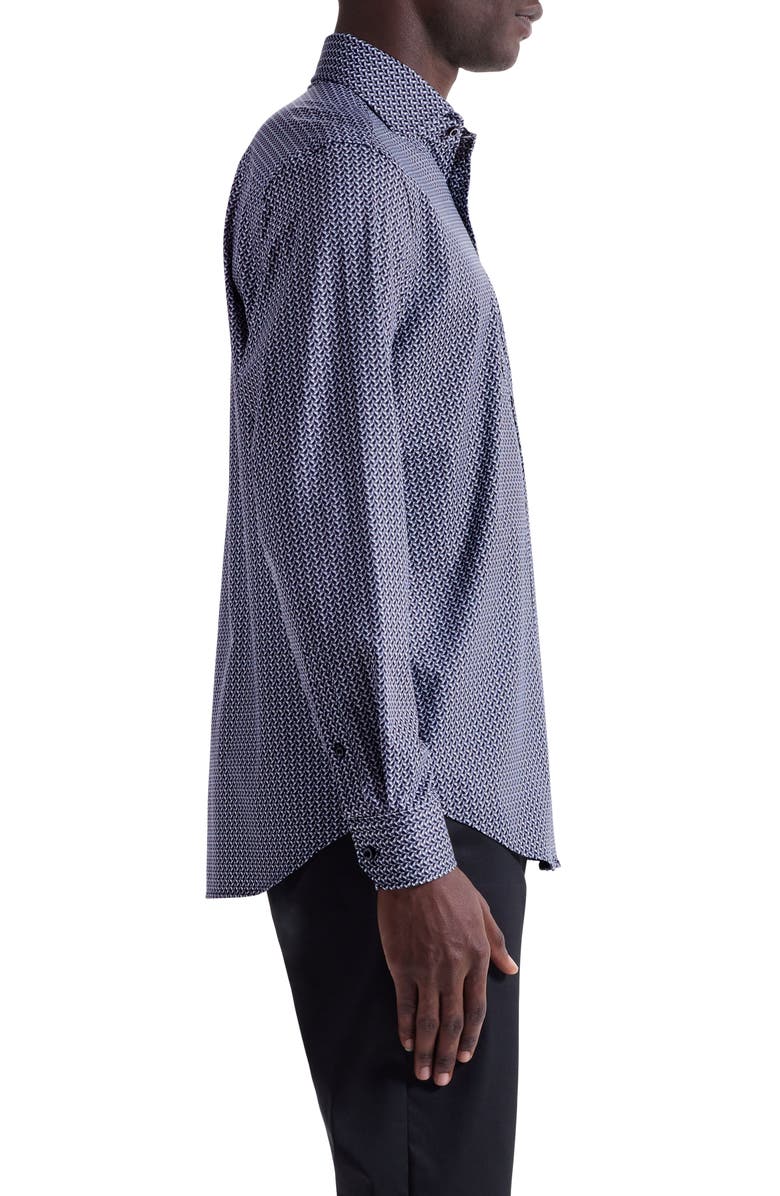 Bugatchi Devon OoohCotton<sup>®</sup> Geo Print Button-Up Shirt, Alternate, color, Black