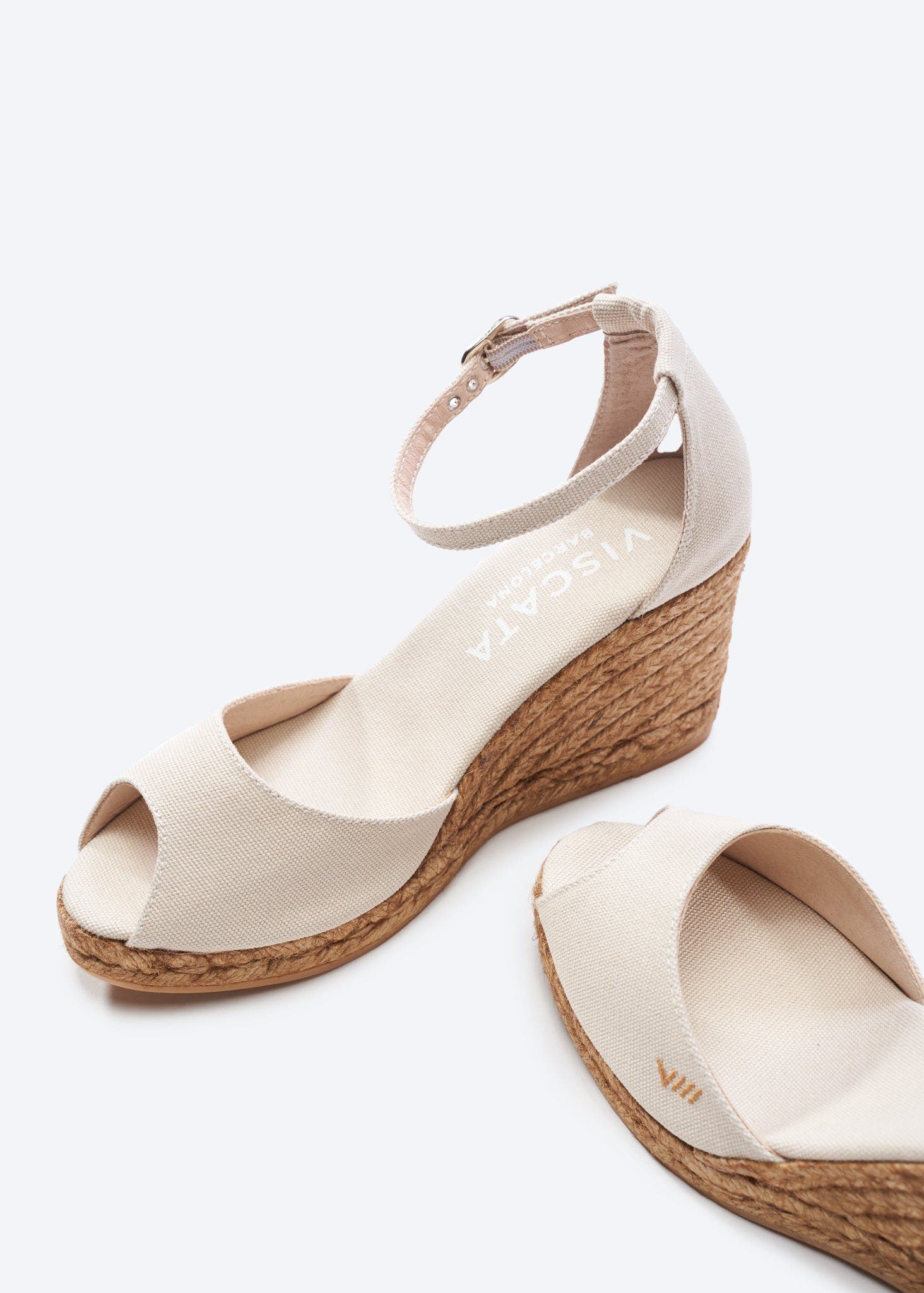 VISCATA Aiguafreda Canvas Espadrille Sandal Wedges, Alternate, color, Beige